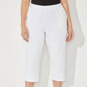 Catherines White Suprema Cotton Stretch Capris- /w Pockets Size 4X (30/32W)- NWT